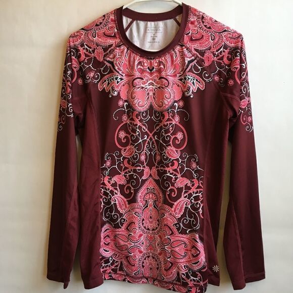 ATHLETA LONG SLEEVED RUNWAY PAISLEY TOP. - Picture 1 of 5